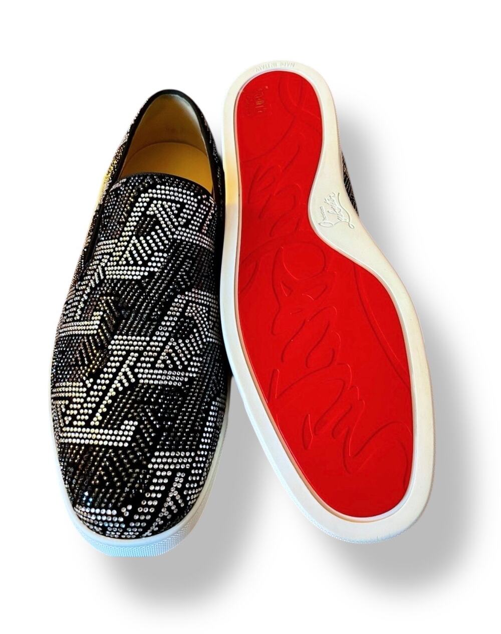 Christian Louboutin Rollerboat Studded Strass Pik Boat Shoes Size 40.5 7.5